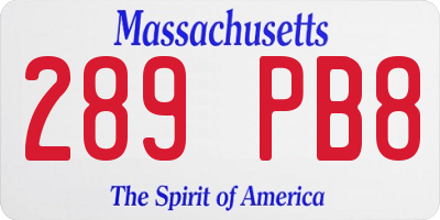 MA license plate 289PB8