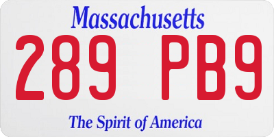 MA license plate 289PB9