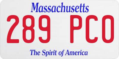 MA license plate 289PC0