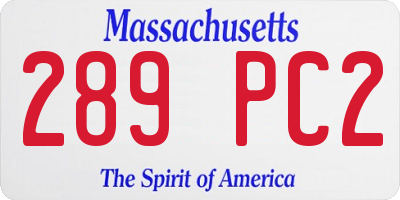MA license plate 289PC2