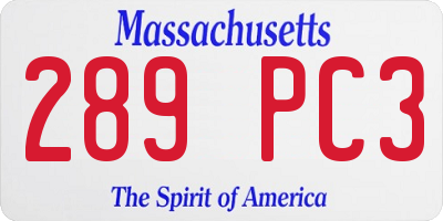 MA license plate 289PC3