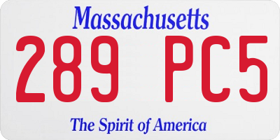MA license plate 289PC5
