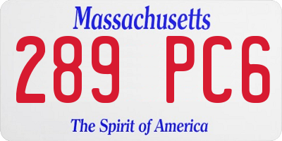 MA license plate 289PC6