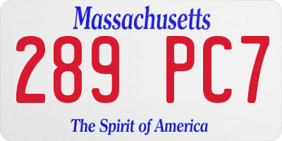 MA license plate 289PC7