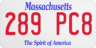 MA license plate 289PC8