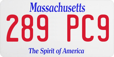 MA license plate 289PC9