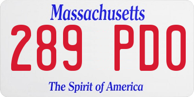 MA license plate 289PD0