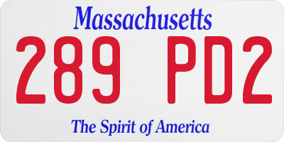 MA license plate 289PD2