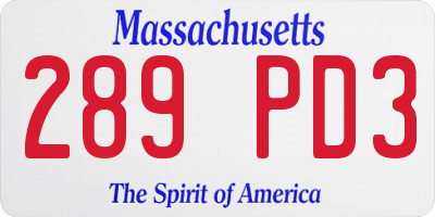 MA license plate 289PD3