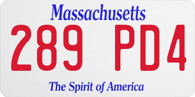 MA license plate 289PD4