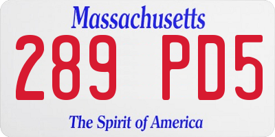 MA license plate 289PD5