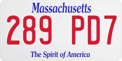 MA license plate 289PD7