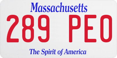 MA license plate 289PE0
