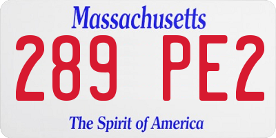 MA license plate 289PE2
