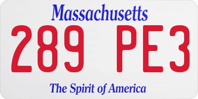 MA license plate 289PE3