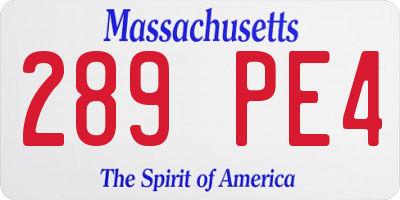 MA license plate 289PE4