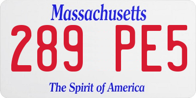 MA license plate 289PE5