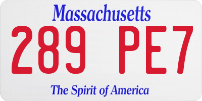 MA license plate 289PE7