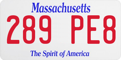 MA license plate 289PE8