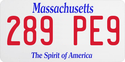 MA license plate 289PE9