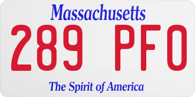MA license plate 289PF0