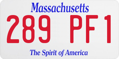 MA license plate 289PF1