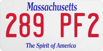 MA license plate 289PF2