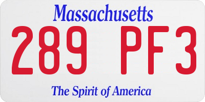 MA license plate 289PF3