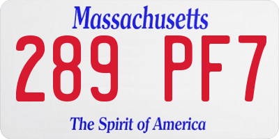 MA license plate 289PF7