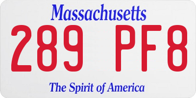 MA license plate 289PF8