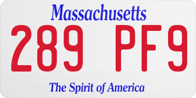MA license plate 289PF9