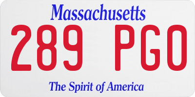 MA license plate 289PG0