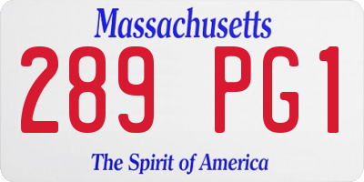 MA license plate 289PG1