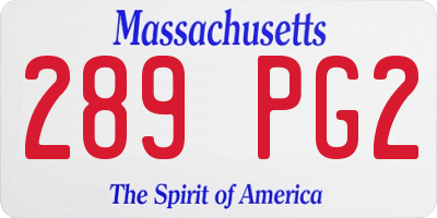 MA license plate 289PG2