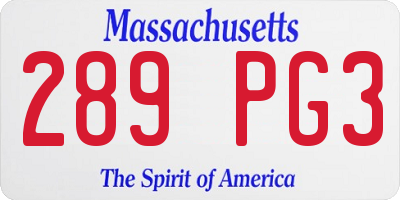 MA license plate 289PG3