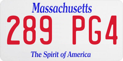 MA license plate 289PG4
