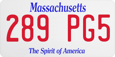 MA license plate 289PG5