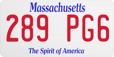 MA license plate 289PG6