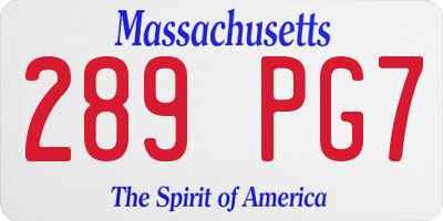 MA license plate 289PG7