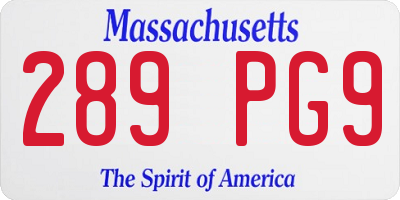 MA license plate 289PG9