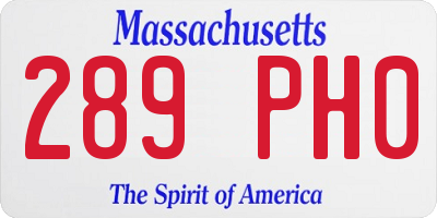 MA license plate 289PH0