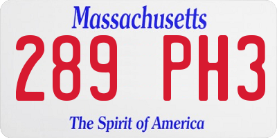 MA license plate 289PH3