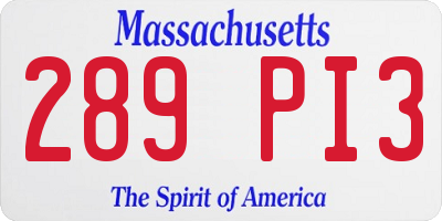 MA license plate 289PI3