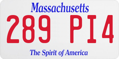 MA license plate 289PI4