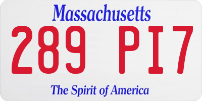 MA license plate 289PI7