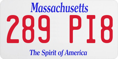 MA license plate 289PI8