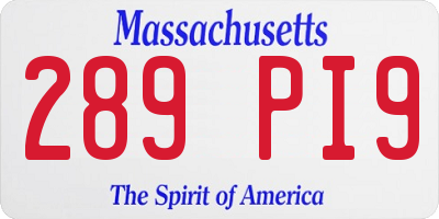 MA license plate 289PI9