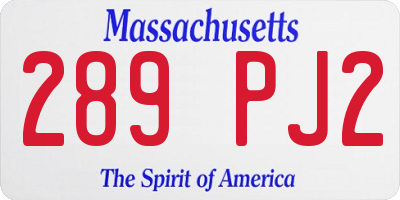 MA license plate 289PJ2
