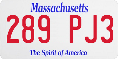 MA license plate 289PJ3