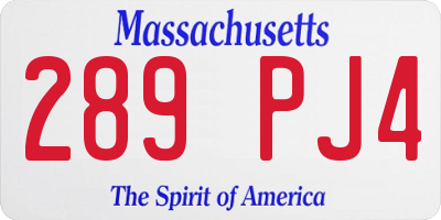 MA license plate 289PJ4